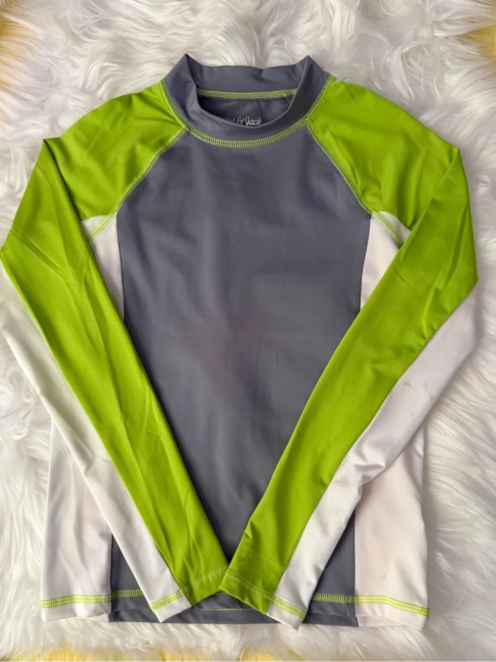 Cat & Jack Boys Gray and Lime Green Long Sleeve Rash Guard, Size M(8/10)